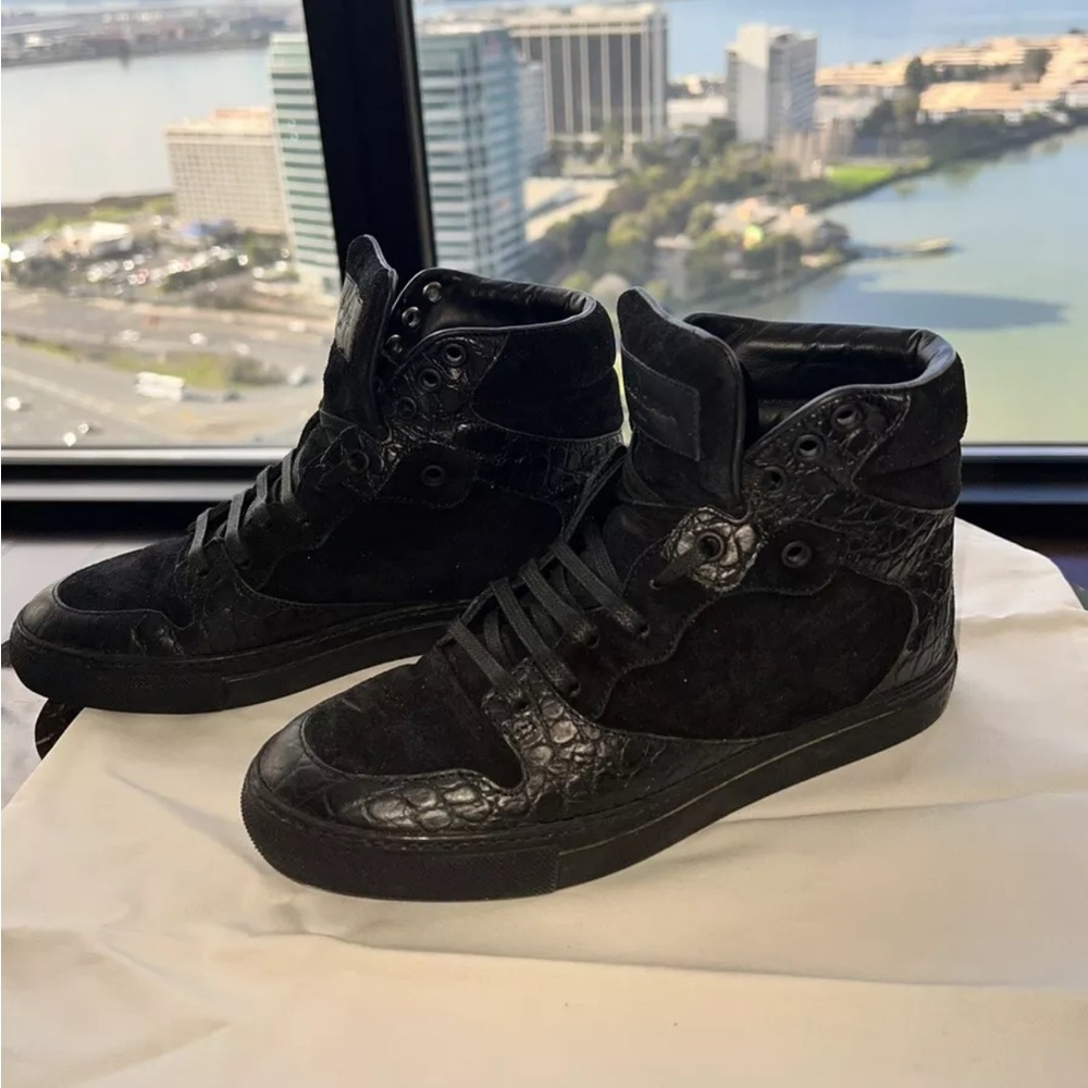 Balenciaga Leather and Suede Women’s Black High-Top Sneakers - Picture 3 of 13